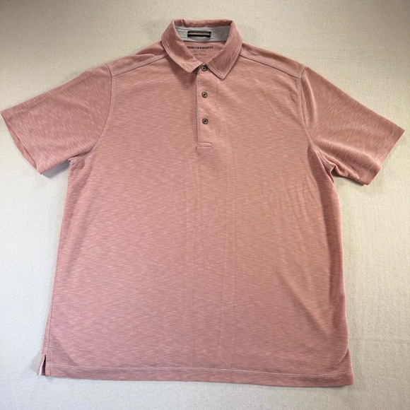 Johnston & Murphy Other - Johnston & Murphy Mens Pink Slub Modal Blend Polo Shirt Large Triple Stitch